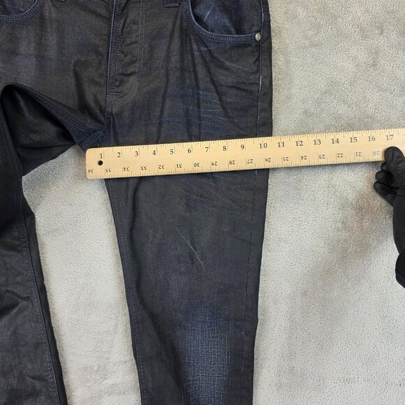 Nudie Jeans Thin Finn Jeans Mens 31x32 Black Coated Indigo Denim Italy - Picture 6 of 16